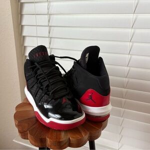 Jordan kids Black and Red High-Top Sneakers